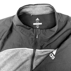 Adidas‎ Golf Mens 2XL Quarter Zip Pullover Black Grey Long Sleeve Athletic